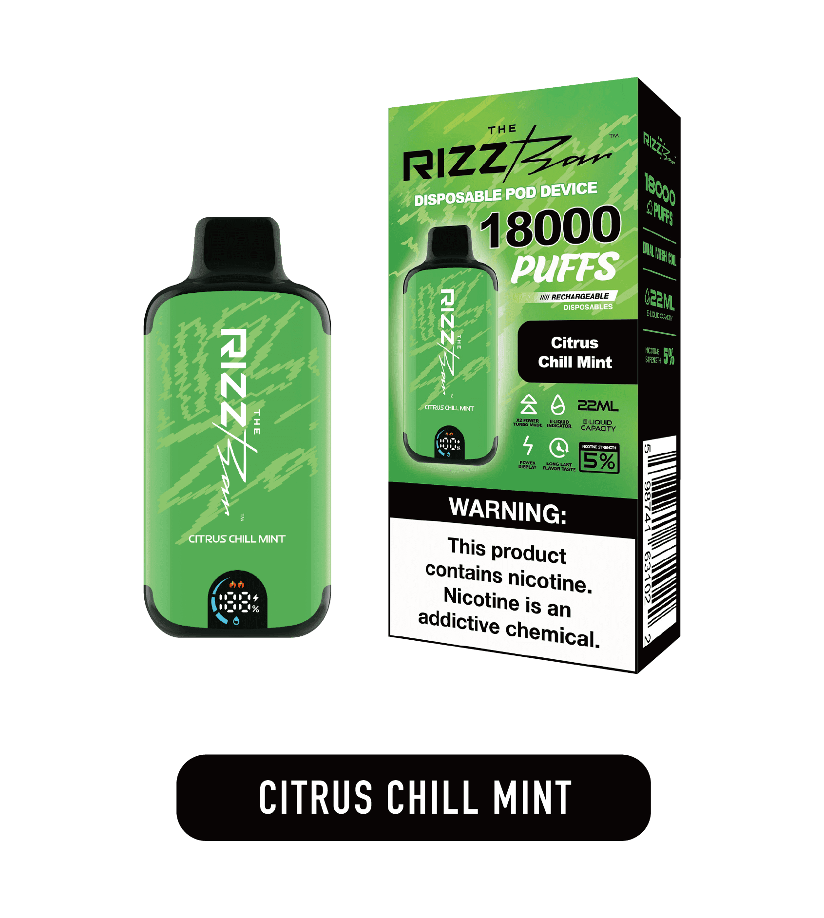 rizz vape price Rizz Bar 6000 Puffs Rechargeable Vape Disposable 15mL main image 1